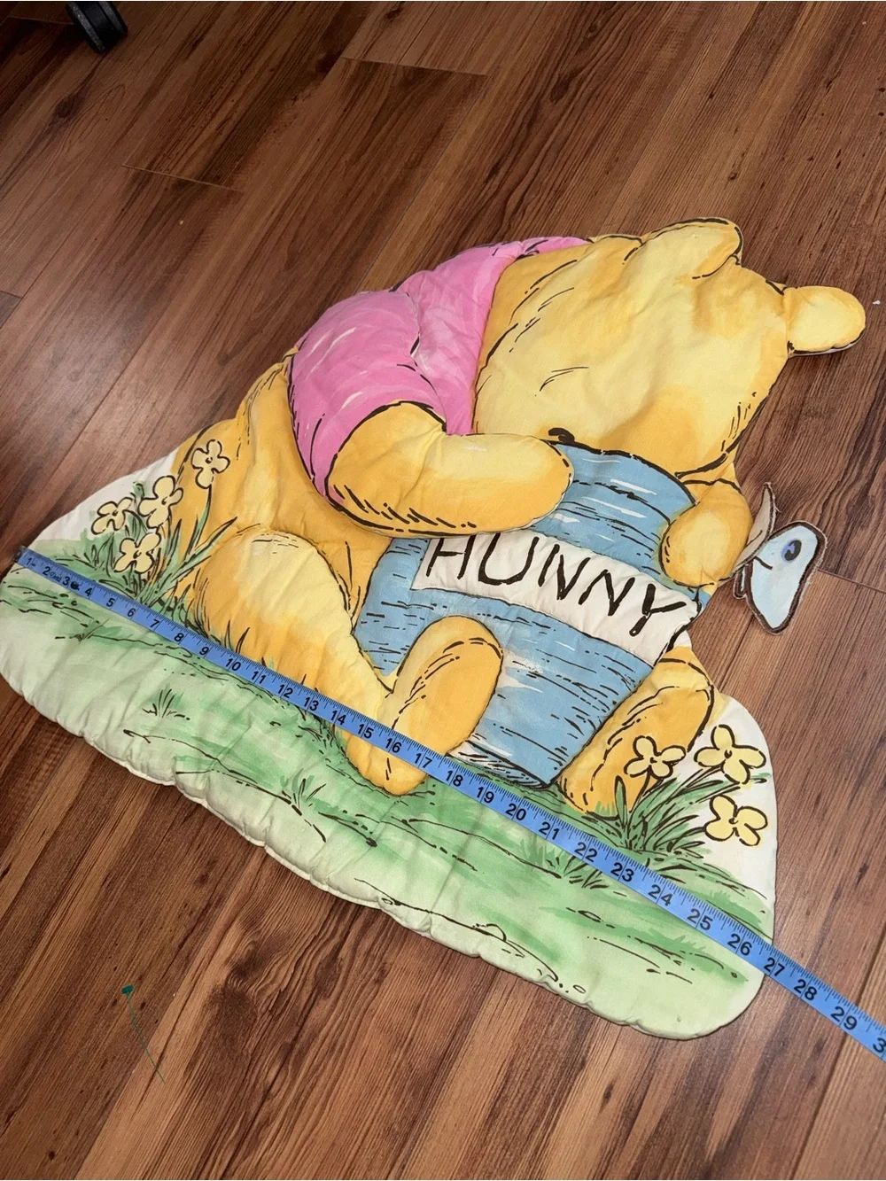 Vintage 90s Quilted Winnie the Pooh Honey Pot Baby Blanket Nursery Wall Decor